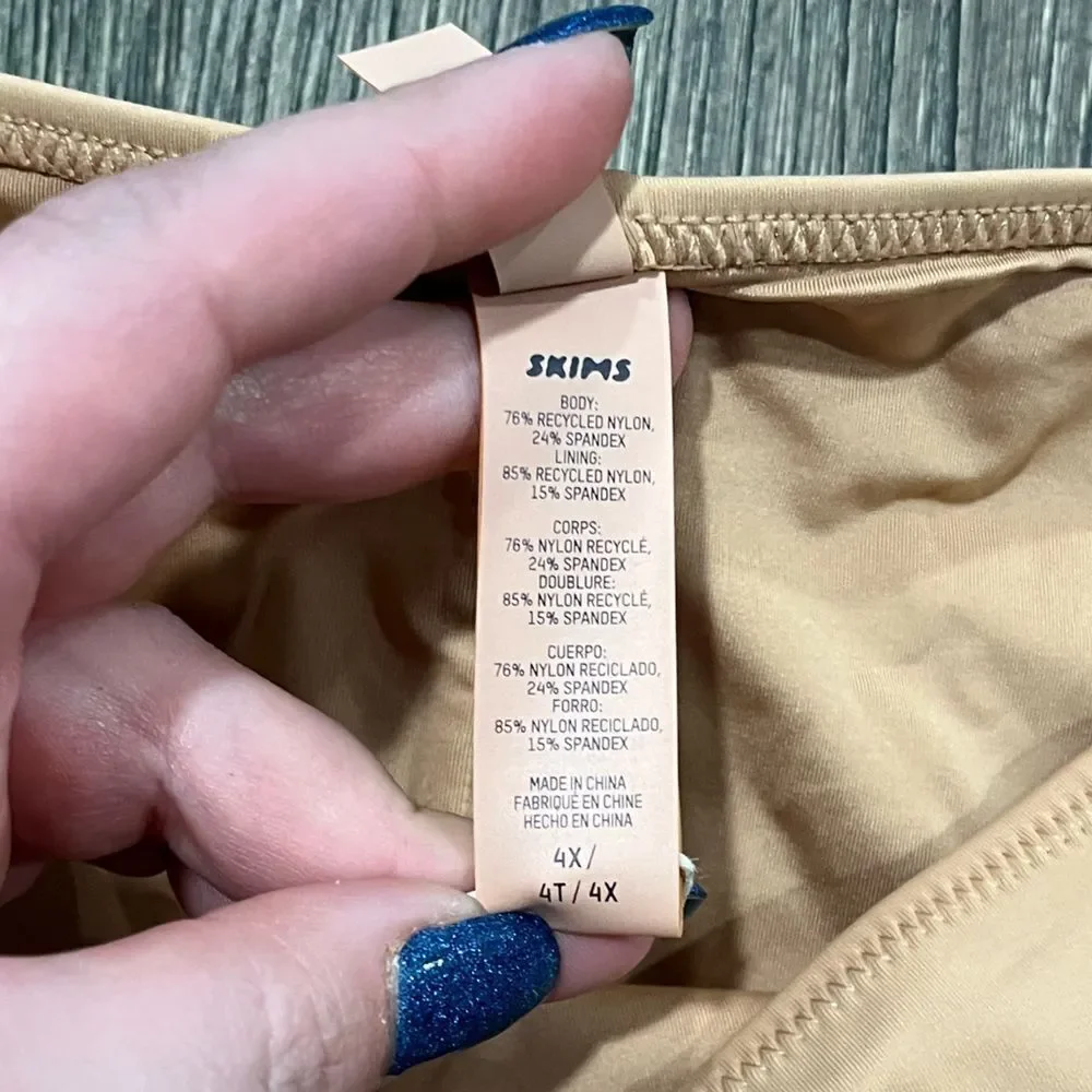 NWT Skims Recycled Swim Low Rise Tie Bikini Bottom Dipped Front Ochre Size 4X